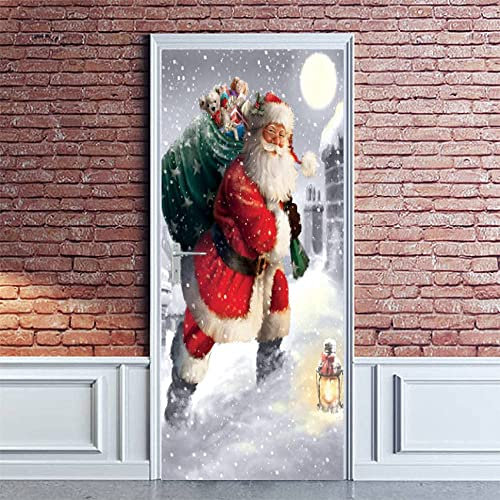 3D Türaufkleber Türtapete Selbstklebend Türposter Cartoon-Weihnachtsmann 80 X 200 Cm Fototapete Türfolie Wasserdichte Abnehmbare Pvc Türtapete Innentür Schlafzimmer Küche Bad - Tür Fotos