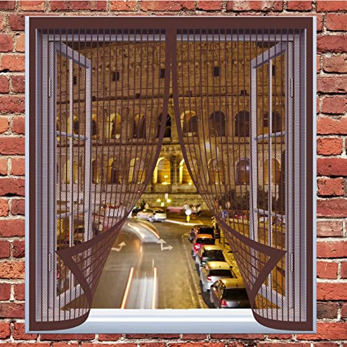 Moskitonetz Für Balkontür 125 x 100 cm Fenster Mückengitter In Verschiedenen Größen Auswählbar Magnet Fliegengitter Für Alle Universalfenster, Braun