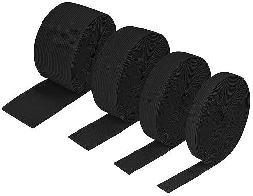 Elastique Couture, 4 pièces 2 Mètres Bande élastique, Ruban élastique10mm 20mm 30mm 40mm de Large, pour Pantalons Élastiques, Ménage Bricolage Artisanat, Noir