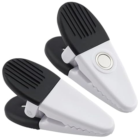 Magnosphere 10 x Magnetclip Magnetklammer Neodym schwarze Griffe 3 cm x 8.5 cm - 10er-Set - Magnet Klemme, Zettelhalter magnetisch