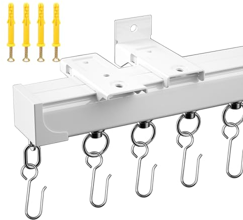 Wand Gardinenschiene - Decken Schienen Aluminium 1m 2m 3m 4m 5m 6m Schienen Leise Für Vorhang, Dauerhafte Vorhangschienen Mit Rollen Und Haken, Für Büro, Bad, Schlafzimmer, Wohnzimmer