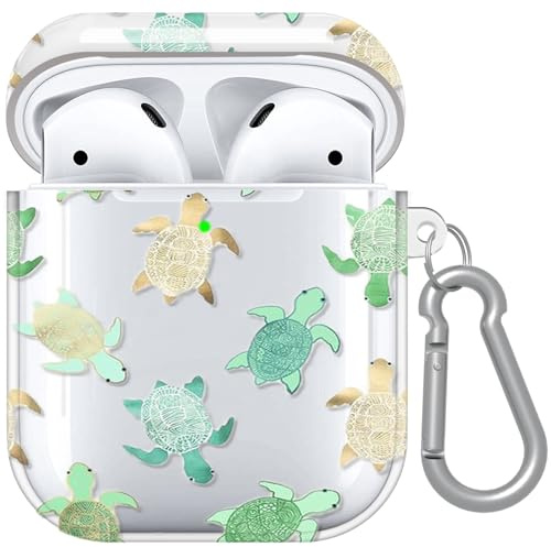 Canisto AirPods Hülle, Weiche Silikon Stoßfeste Schutzhaut mit Schlüsselbund für Apple AirPods 2nd 1st Generation Hülle, Nette Sea Turtle AirPod Hülle für AirPod 2/1(Cute Sea Turtle)
