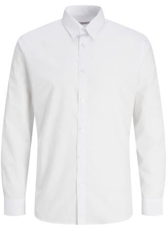 JJ Rebel Camisa para Hombre Jrebgavin Solid Shirt LS Noos, Blanco, S