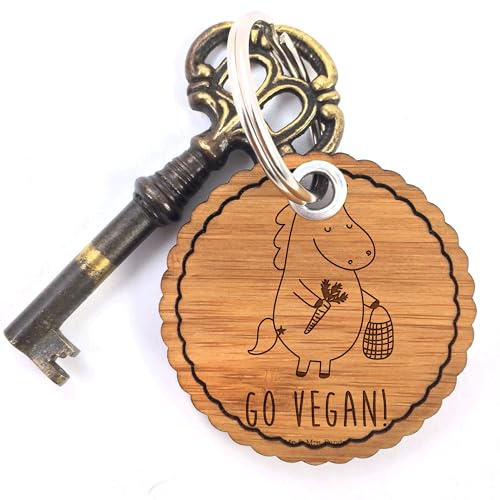 Mr. & Mrs. Panda Rundwelle Schlüsselanhänger Einhorn Vegan - Geschenk, Vegetariar, Veganismus, Rohkost, Unicorn, Taschenanhänger, Einhorn Deko,