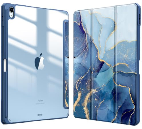 Fintie Hybrid Hülle für iPad Air 13 Zoll M4/M3/M2 (2026/2025/2024) | Schlankes Stoßfeste PC-Rückschale Schutzhülle mit Stifthalter, Standfunktion, Auto-Sleep/Wake, Ozean Marmor