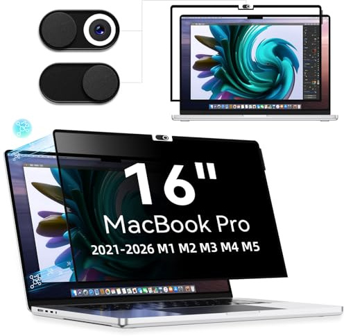 Protescreen Blickschutzfilter Kompatibel Mit MacBook Pro 16 Zoll 2021-2026 | M1 M2 M3 M4 M5, MagicSuction Abnehmbar Anti Glare Blaulicht Laptop Privacy Blickschutzfolie Sichtschutz für Mac Pro 16.2
