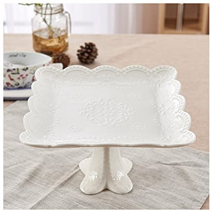 Alzata per Torta Vassoio for torta alto in ceramica goffrata, vassoio for snack di frutta, supporto for tè pomeridiano, compleanno, matrimonio, tavolo da dessert Alzata per Dolci(B)