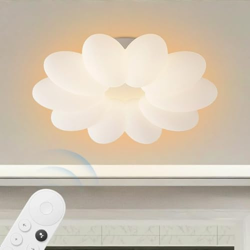 MyLjp Moderne Deckenleuchte 72W Stufenlos Dimmbare LED-Deckenleuchte Mit Fernbedienung Moderne Blumenförmige Deckeneinbauleuchte Geeignet Für Schlafzimmer Kinderzimmer Wohnzimmer Küche(Weiß)