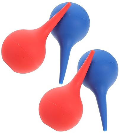FRCOLOR Limpiadores De Oídos De Succión 4 Piezas (75 Ml) Bola De Goma Roja y Azul Accesorios Para Lavado De Oídos Función De Limpieza Profunda Para Niños y Adultos Hogar y Viaje