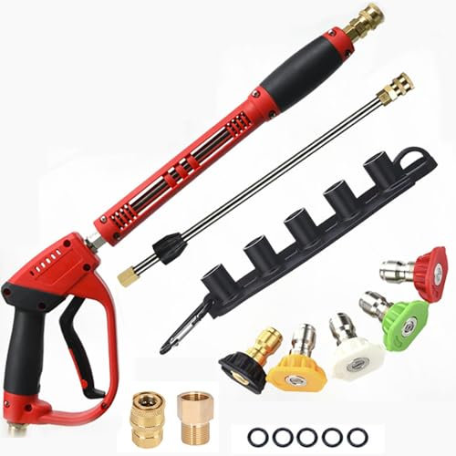 Pistola Idropulitrice 5000 PSI Deluxe con Prolunga Bacchetta - 5 Punte Ugello con Connettore Rapido da Attacco M22-14mm per Lavaggio Auto