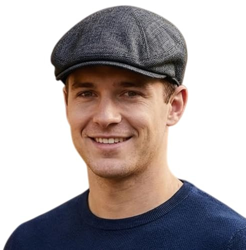 HIQIU Klassische Schiebermütze Herren aus Baumwolle Leinen - Gatsby Efeu Hut Flatcap Herren Sommer Schirmmütze Newsboy Cap Baskenmütze