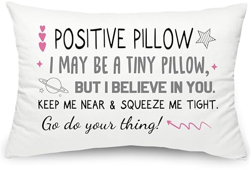 Positive Pillow Bed Pillowcases Decoration for Women Girls Worry Anxiety Stress Relief Gift for Mental Health Encouraging Gift for Her Birthday Christmas Graduation Gifts (Positive Pillow 50x75)