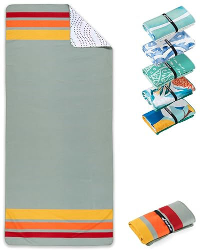 Fit-Flip Strandhandduk XXL – mikrofiberbadhandduk stor, lätta och snabbtorkande – 100% återvunnen mikrofiberhandduk – Retro Stripes 200 cm x 90 cm