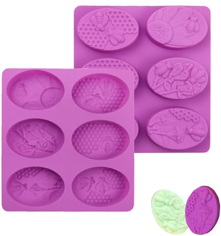 Fayemint 2 st Honungsbi silikonform, tvål, tvålformar för tvål, gör-det-själv-tvål, choklad, tårta, hantverk, tvål, lila