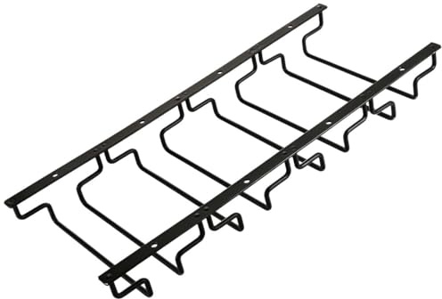 Abcsea 1 Stück Weinglashalter Regal Schwarz, Weinglashalter Hängend Umhängen, Weinglas-Gestell unter Kabinett, 18 cm 4 Reihen