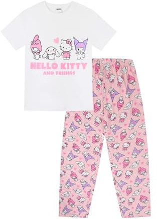 Hello Kitty Ensemble de pyjama long pour femmes Hello Kitty and Friends, blanc, 46-48