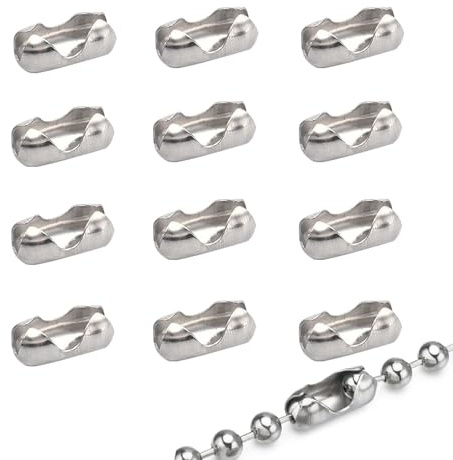 ZESHGON 12Pcs Blind Chain Connectors, Roller Blind Chain Connectors, Replacement Window Beaded Pull Ball Chains Link Connectors for 4.5 mm Roller, Vertical Blinds Clips - Stainless Steel