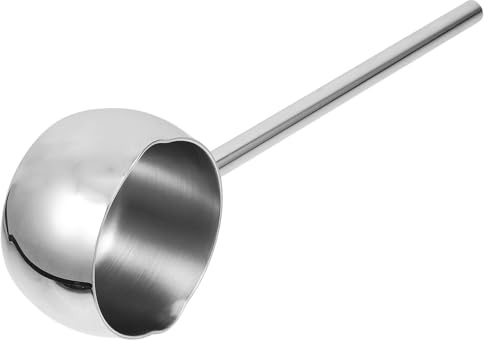 ROMISBABA Louche en Acier Inoxydable 304 Mini 300 Ml Longue Poignée en Métal, Pot Verseur D'huile Chaude pour Cuisson Maison et Professionnelle, Casserole Compacte pour Sauces et Beurre