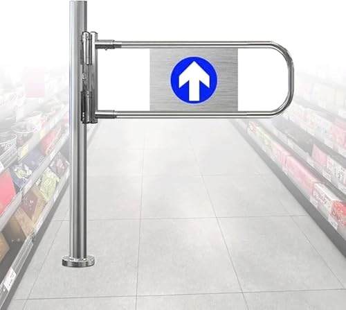 Cancello a battente automatico for ingressi di supermercati, ingresso unidirezionale a molla, cancello a battente a rimbalzo automatico in acciaio inossidabile, for il controllo sicuro(Right,90cm)
