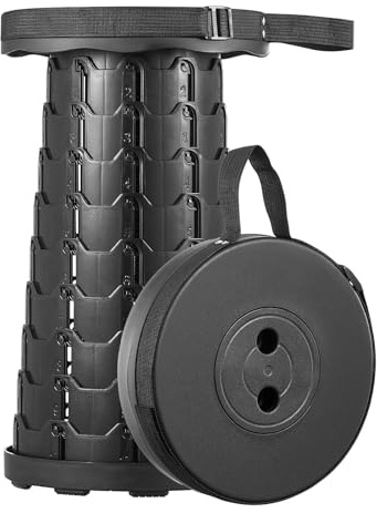 Yabano Hesanzol Taburete telescópico portátil Plegable retráctil para Camping, jardín, Pesca, Senderismo, Viajes, Barbacoa, Taburete Plegable Ajustable (Gris Oscuro)