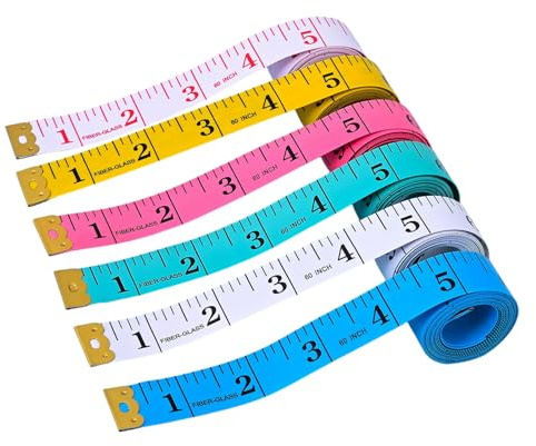 ARYIMYDP 6 Pezzi Metro da Sarta 1.5 Metri, 2 in 1 Metro a Nastro Morbido da Sarto, Centimetro per Misurazione Corpo, Centimetro da Sarta per Cucire, braccia e vita, design di abbigliamento