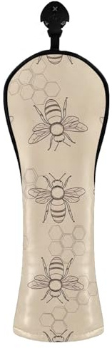 Copritesta per mazze da golf, vintage, beige, con etichette intercambiabili, per driver in legno, ibridi, uomini e donne, in pelle PU