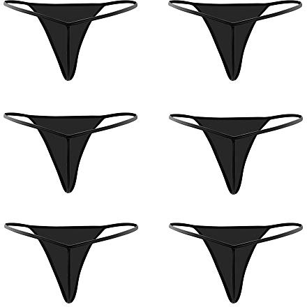 Closecret Cotton G-string, Women Panties Simple Thongs Lightweight Multi-Pack G-string&T-back (Large - X-Large, Black)