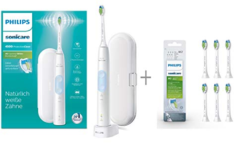 Philips Sonicare Protective Clean 4500 Elektrische Zahnbürste mit Schalltechnologie HX6839/28 & Optimal White - Aufsteckbürsten 6 Stück