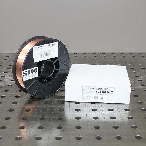 STM Schweißtechnik Schutzgas-Schweißdraht Stahldraht SG2 0,8 mm CO2 G3Si1 MIG/MAG 0,5-5 kg D100 D200 D200 5,0 kg