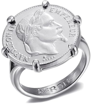 BOBIJOO Jewelry - Bague Chevalière Napoléon Serti 6 Griffes Pièce 20 Francs Louis Femme Homme Acier Inoxydable Argenté - 63 (10 US)