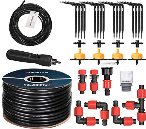 HOLZBRINK Start Set Gewächshaus Bewässerung Bewässerungssystem inkl. 30 m LDPE Verlegerohr 16 mm, 4x Tropfer 2l/h, HTB-10-G-30