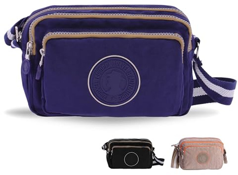 Coronel Tapioca - Bolso bandolera mujer - Bolso mujer | Bolsos de bandolera casual gran capacidad con 3 cremalleras, Azul