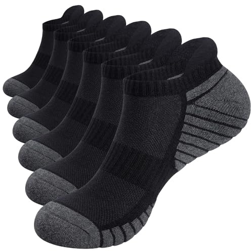 Alaplus Running Socks Cushioned Trainer Socks Anti-Blister Sports Socks Ankle Socks for Men Women Ladies Cotton Low Cut Athletic Socks (6 Pairs)
