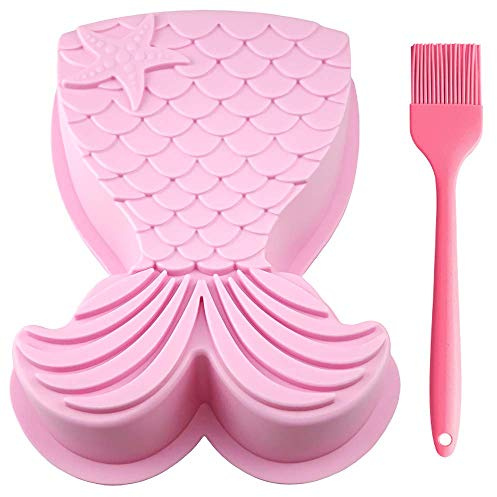 Silikon Backform Meerjungfrauenschwanz-Kuchenform, Meerjungfrauenschwanzform, Brotbackblech, Käsekuchen, Muffins, Kuchenform für Babyparty, Geburtstage, Partys (zufällige Farbe)