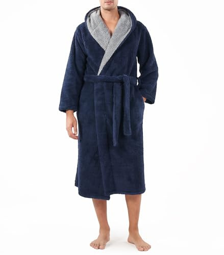 DAVID ARCHY Robe De Chambre Longue Homme En Polaire Douce Peignoir De Bain Homme
