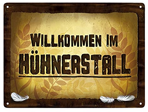 Hühnerstall Metallschild XXL mit Hühner Motiv