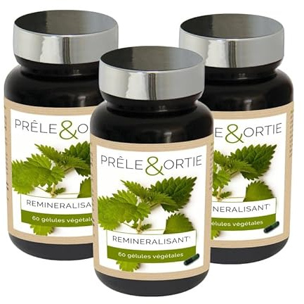 NUTRI EXPERT - Prêle & Ortie - Facilite l'élimination des toxines - Contribue au bon fonctionnement de l'organisme - Vegan - 60 gélules végétales - Marque Française - Extraits de plantes - Lot de 3