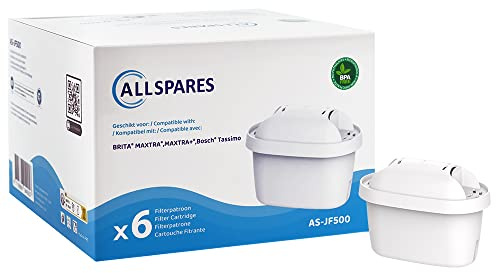 AllSpares Wasserfilterkartuschen (6 St.) geeignet für BRITA MAXTRA/MAXTRA+ / MAXTRA PRO, Bosch Tassimo, 100486/101929 / 10222144
