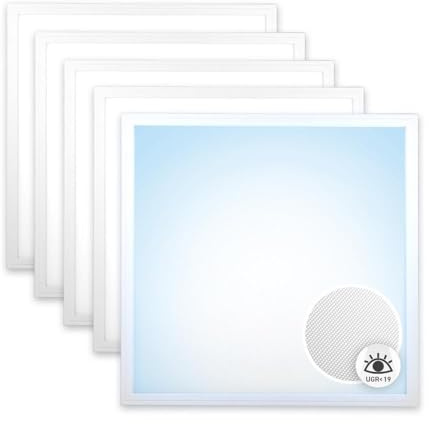 Xtend EcoLight 5x LED Panel 62x62 cm Tageslichtweiß 6000K 36W | UGR19 Blendarm 3960lm Rasterleuchte Slim Alu Deckenleuchte Netzteil PLs3.0