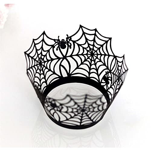 Uteruik Cupcake Wrapper Muffin Papierhalter Cups Spinnennetz Hollow-Out Cake Liner für Halloween Party besondere Anlässe, 50 Stück (#B)