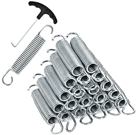 GOPLUS 20 Stück Trampolinfedern mit T-Haken, 140 mm/ 180 mm Hochleistungs-Ersatzfedern aus verzinktem Stahl, witterungsbeständiges Trampolin-Ersatzfederset (140 mm)