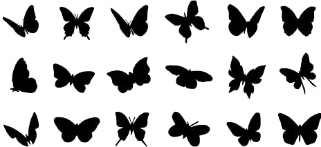 Pack of 18 Various Small Butterfly Insect Cute Stickers - Wall Decor, Scrapbook, Children, Mirror, Laptop (Extra-Small, Black)