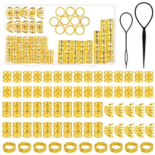 MELLIEX 70 Stück Dreadlocks Schmuck, Aluminium Haarringe für Zöpfe Verstellbar Braids Schmuck Gewebter Haarschmuck für Damen Herren