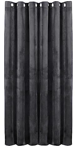 Hafaa Charcoal Blackout Curtain for Bedroom – 66 wide x 84 inch drop Super Soft Crushed Velvet Curtain for Living Room – 1 Panel Eyelet Curtain with Matching Tie Back (168cm x 213cm)