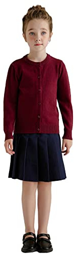 SMILING PINKER Girls Sweater Cardigan Cotton School Uniform Knitted Cardigans for Kids