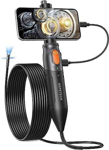 Drei Linsen Endoskopkamera mit Licht, DEPSTECH 2MP HD Endoskop für iPhone iOS&Android, Inspektionskamera, Rohrkamera, Kanalkamera, Teleskop Kamera mit 6+2 LEDs, IP67 wasserdicht, Tragetasche, 3M Kabel