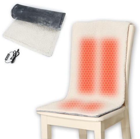 Heated Pad for Office Chair, USB Heated Seat Cushion, 10 Hours Timer & 3 Temperature Settings, Fast Heat Machine Washable Heating Pad for Back Neck Shoulder Pain Relief, 100x40cm, Gray