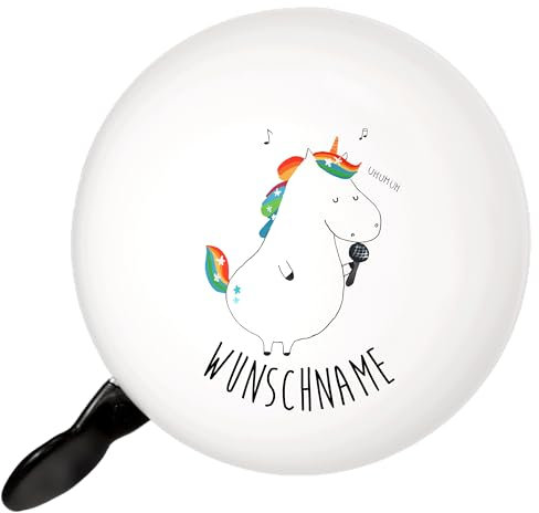 Mr. & Mrs. Panda Personalisierte Fahrradklingel Einhorn Sänger - Geschenke, Geburtstag, Einhörner, Konfetti, Mit Initialen, Unicorn, Individuell Gestalten, Selbst, Party, Gravur, Namen