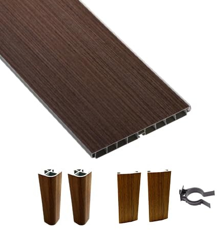 AERREGI KIT ZOCCOLO NOCE SCURO PER CUCINA BATTISCOPA ALTEZZA 10, 12 E 15 CENTIMETRI | ZOCCOLI 5 METRI CON ACCESSORI PER UNIONE E KIT GANCI | KIT ZOCCOLATURA N. SCURO (4, Noce Scuro, H150 mm)