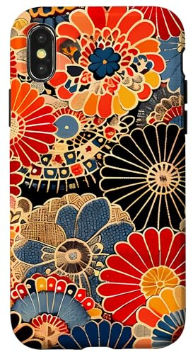Motif japonais classique imprimé sur bois Coque pour iPhone X/XS
